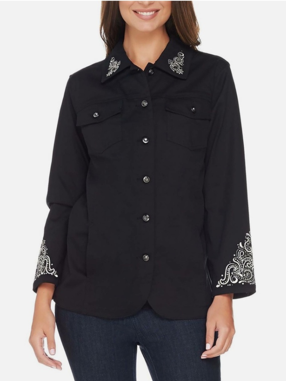 Quacker Factory by Jeanne Bice EMBELLISHED BLACK JACKET PLUS SIZE 2X 🌟NWT🌟